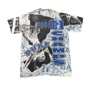 Vintage Duke Champs Basketball T Shirt ADULT L All Over Print Single Stitch 1992